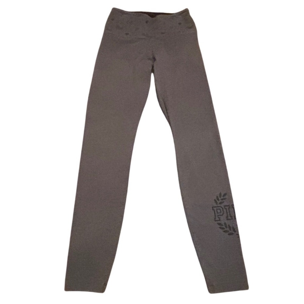 PINK Victoria's Secret Yoga Leggings Small Gray Logo Graphic Gym Comfortable